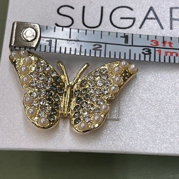 NWT Sugarfix by BaubleBar Butterfly Earrings with mini rhinestones and pearls - Picture 5 of 5